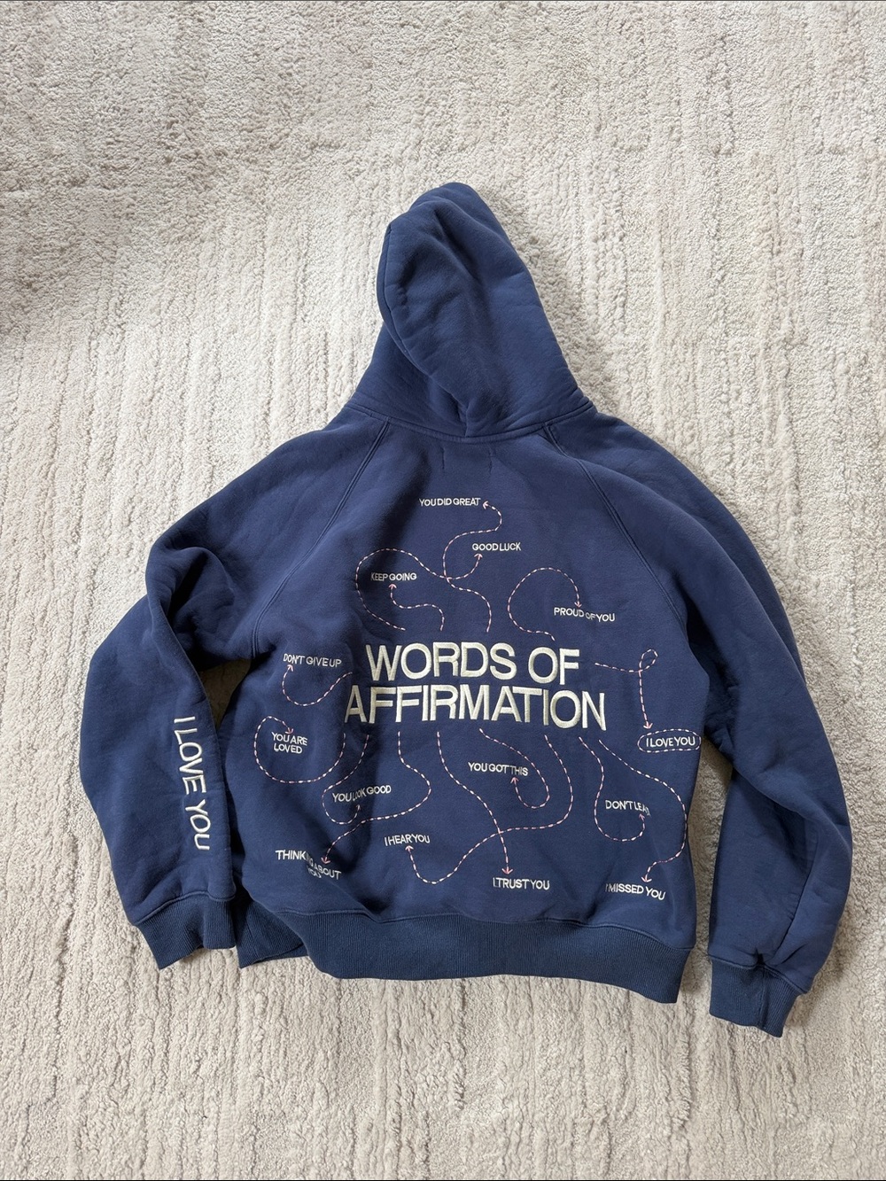 Words of Affirmation Pullover Hoodie in Navy